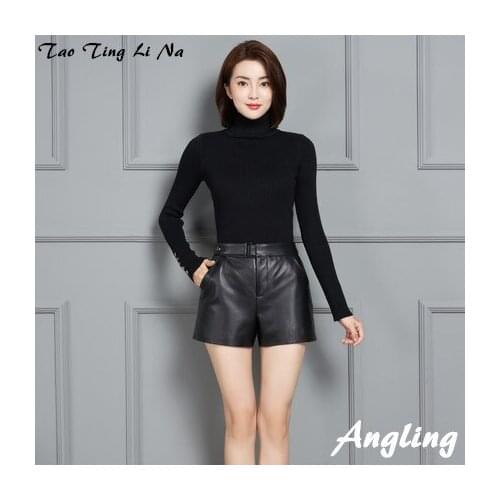 Top brand Women New 2020 Real Genuine Sheep Leather Shorts KS81 high quality