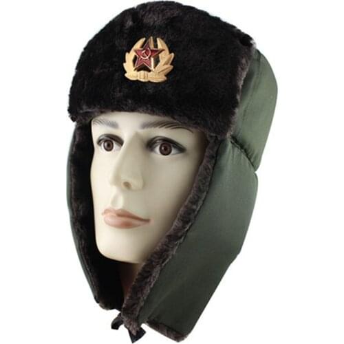 Mens Winter Hats Ear Flaps Chapka Russe Homme Gorro Ruso Men Fur Hats Bomber Hat Army Military Caps
