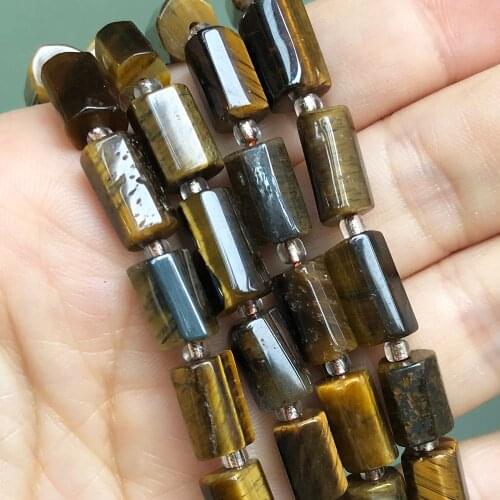 Natural Faceted Yellow Tiger Eye Gem Stone Beads Cylinder Loose Spacer Beads For Jewelry DIY Making Bracelet Charms Accessories