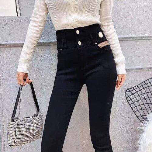 Moms Slim High Waist Leggings Jeans Fashion Stretch Denim Pencil Pants Women Streetwear Thicken Large Size skinny Trousers