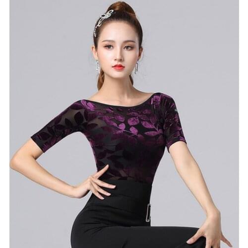 Ballroom dance clothing womens top clothes modern adult Latin dance half sleeve comfortable fabric summer lace in stock