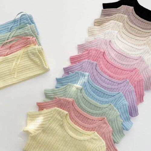 Childrens candy color short sleeve housewear suit comfortable summer wear pajamas outside kids set baby boy clothes set