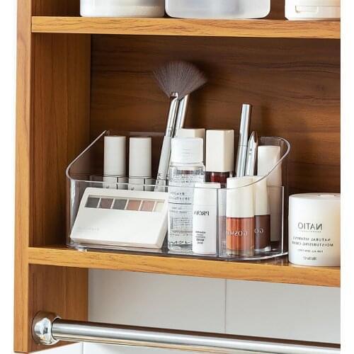 Bathroom Storage Box Plastic Transparent Makeup Organizer Desktop Jewelry Storage Case Lipstick Shelf Dressing Table Storage Box
