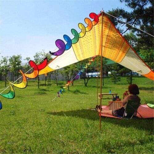 Portable Rotating Ribbon Colorful Wind Strip Outdoor Tent Wind Strip Camping Rainbow Garden Decoration Strip