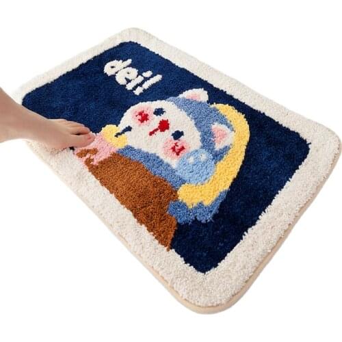Welcome Doormat Entrance Hallway Van Gogh Mona Lisa Printed Non-Slip Floor Rugs Front Door Outdoor Rugs Carpet Bedroom Kitchen