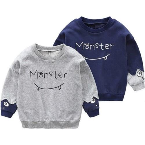 2 3 4 5 6 Years Toddler Boys Shirts Cartoon Letter Print Long Sleeve Tops Kids Clothing Casual Boys Sweatshirt Child Shirt 2019