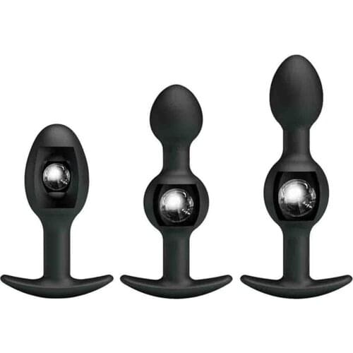 Silicone Anal Beads Metal Ball Inside Anal Dilator Viganal Expander Anus Muscles Trainer Sex Toys For Adults Butt Plug