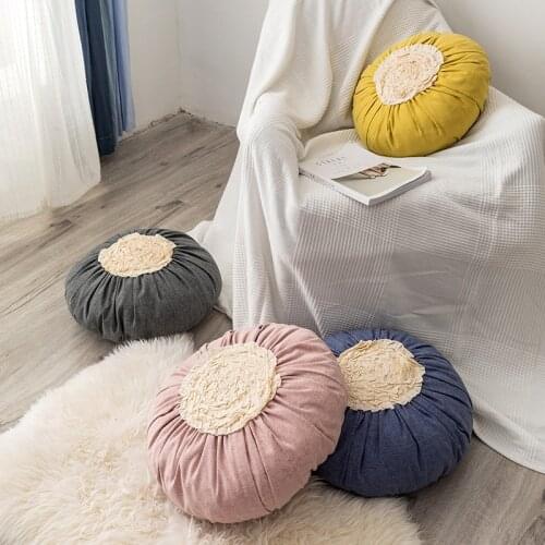 Nordic lace flower Futon cushion chair cushion thickened hip protection tatami cushion removable circular cushion