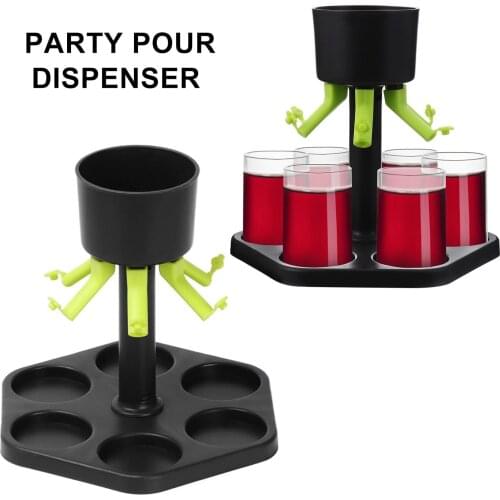 6 Shot Glass Dispenser Shot Buddy Dispenser Wine Liquid Pour Dispenser Beverage Dispenser and Holder with Stoppers Bar Party