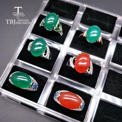 TBJ, Special Offer natural 6.5ct agate chalcedony Ring 925 sterling silver fine jewelry for women best gift party