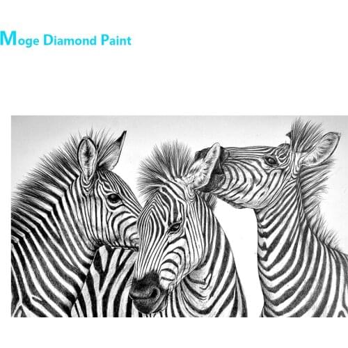 Three Zebras Diamond Painting Round Full Drill Nouveaute DIY Mosaic Embroidery 5D Cross Stitch Black White Animal Pictures