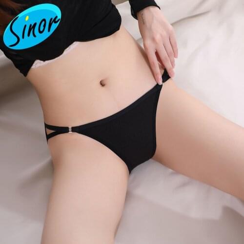 Japanese Simple and Comfortable Cotton Fabric Sexy Hollow Low Waist Cotton Crotch Underwear Womens Breathable Large Size Briefs
