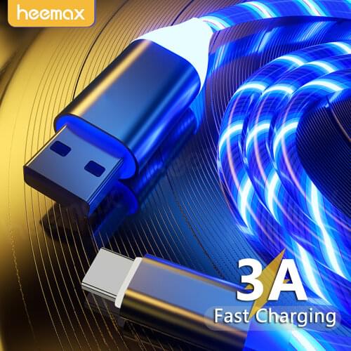 LED Light Glowing Cable Mobile Phone Charging Cables Micro USB Type C Charger For iPhone Xiaomi Huawei Samsung Charge Wire Cord