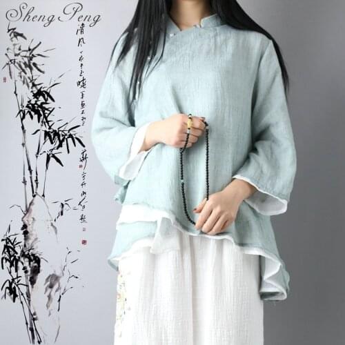 Cheongsam top chinese style clothing traditional chinese clothing for women qipao top linen shirt women linen clothes CC046