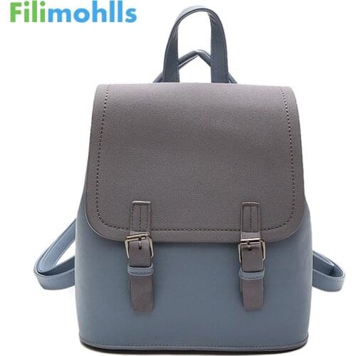 2019 Brand Backpack Women Backpacks Fashion Small School Bags for Girls Black Scrub PU Leather Female Backpack Sac A Dos S1342
