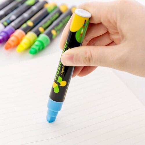 8pcs Candy Color Highlighter Fluorescent Pen Liquid Chalk Marker Pen For LED Writing Board For Painting Graffiti Office Supply