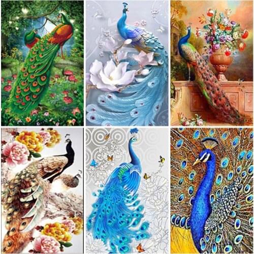 Diy 5D Diamond Painting Peacock Cross Stitch Animal Diamond Embroidery Mosaic Rhinestone Full Round Square Drill Home Decor Gift