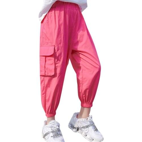 Pants For Girls Pockets Cargo Pants For Girl Solid Color Pants Kids Casual Style Clothes Girl 6 8 10 12 14