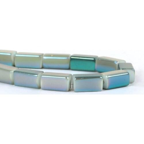 DoreenBeads AB Rainbow Aurora Borealis Glass Beads Rectangle Multicolor About 8-9 x4mm, Hole: Approx 0.8mm 35cm Long 2 Strands