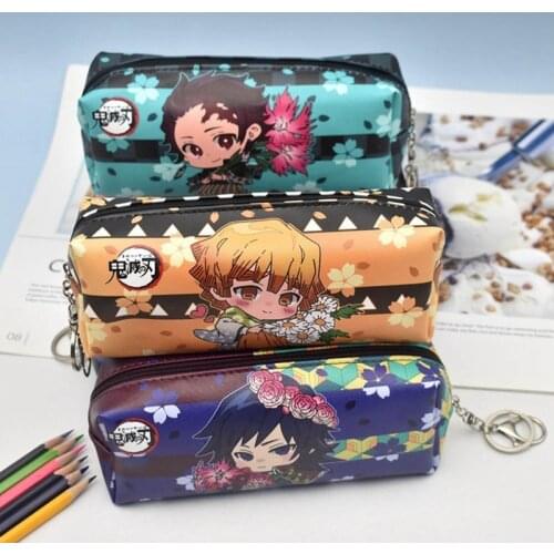 Anime Demon Slayer Kimetsu No Yaiba Kamado Tanjirou Pencil Case Cute Canvas Zipper Pencil Bag Pencil Box kids Stationery Gift