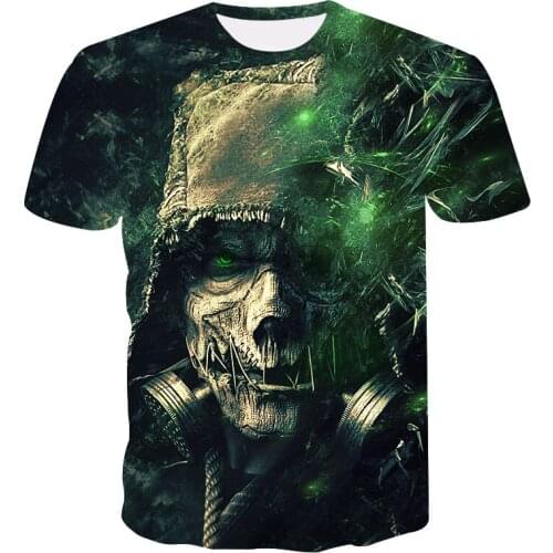 Wilderness T-shirt 2021 Summer New Fashion Skull Short Sleeve 3D Printing Dark Haunted Element Figure Fashion Top Street Clothin