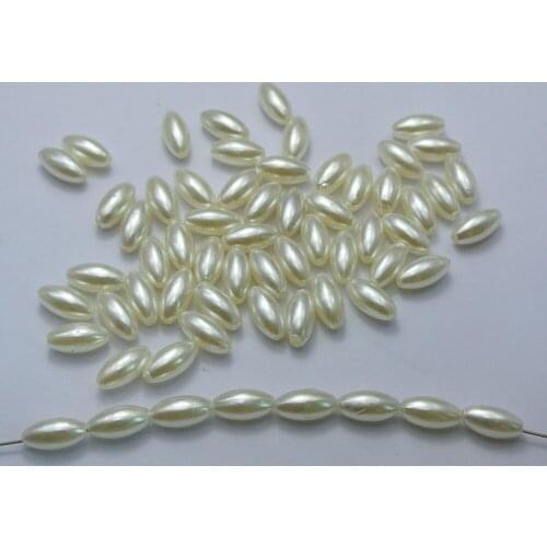 200 Ivory Plastic Faux Pearl Oval Beads 6X12mm Imitation Pearl