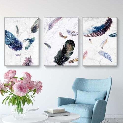 Feather Canvas Painting Living Room Decoration Oil Painting Nordic Feather Hotel Club Hanging Cuadros Decoracion Dormitorio