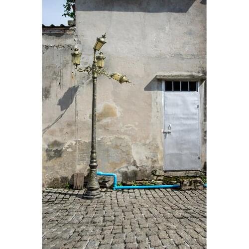 Brick Floor Street Lamp Cement Wall Photographic Background Custom Backdrop Photo Studio for Children Portrait Pet Photobooth