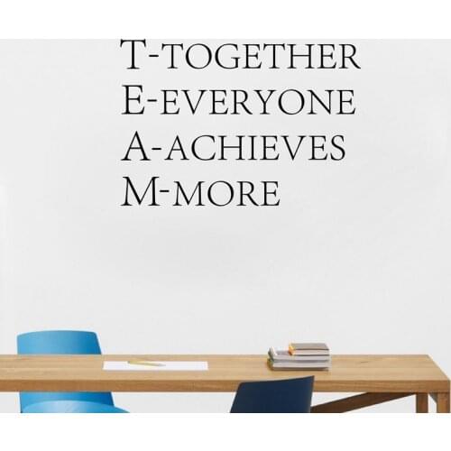 Team Motivational Quote Office Wall Sticker , Together Everyone Achieves More Inspirational vinyl decal Office wall art decor