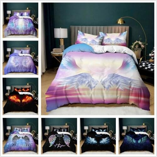 3D Angel Wing Duvet Cover Make Your Dream Flying Wings 2/3pcs Bedding Set with Polyester Pillowcase Gift for Girl Women