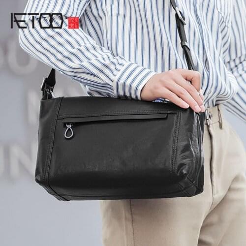 AETOO Leather shoulder bag, male trend slant bag, head leather bag, casual personality bag