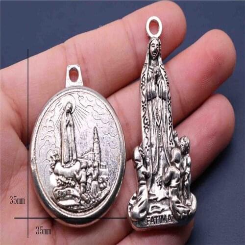10 pieces / Medal of the Catholic Madonna of Fatima, Madonna of Madonna of Fatima, Icon Medal of Saint Christopher
