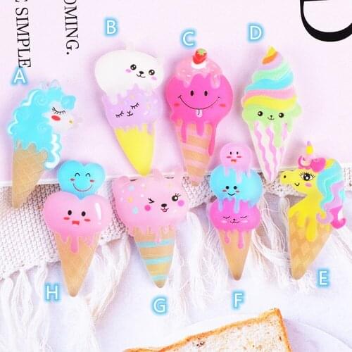Cute Cartoon Ice Cream Cabochons Charms 20pcs Resin Flat Back Cabochon for Phone cases Making Accessories DIY Jewelry