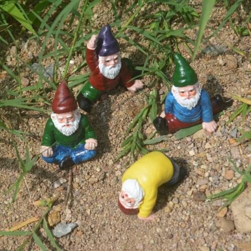 Mini Resin Dwarf Sculpture Ornaments Outdoor Garden Elf Statue Crafts Fairy Miniatures Garden Flower Pot Decoration Accessories