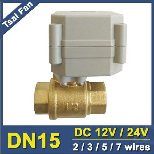 TF Brand Motorized Ball Valve TF15-B2-A, 2 Way BSP/NPT 1/2'' (DN15) Brass Valve DC12V or DC24V Control With Signal Feedback