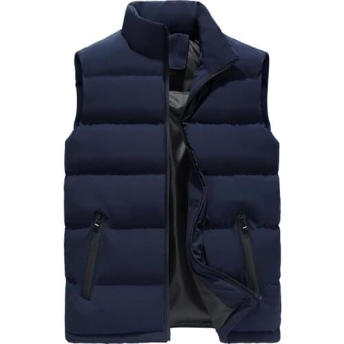 Men Waistcoat Winter Sleeveless Jacket Stand Collar Thick Outwear Mens Vest