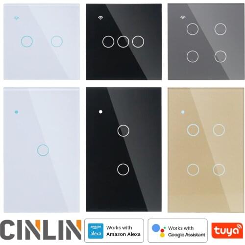 No Neutral WIFI Touch Light Wall Switch White Glass Blue LED TUYA Smart Home Phone 2Way/3Way For Alexa Google Home Alice