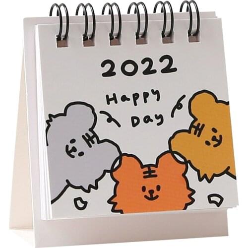 Cute Cartoon Tiger 2022 Year Desk Calendar Mini Spiral Calendar Dual Daily Scheduler Weekly Planner Yearly Agenda Organizer