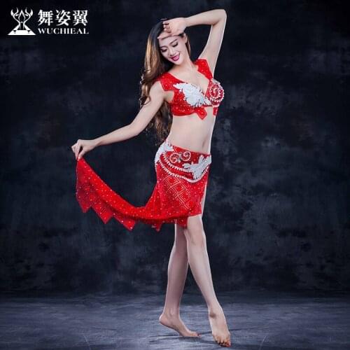 2018 New Arrival Women Bellydance Costume Wuchieal Brand Belly Dance Sexy bra+skirt suits customize style QC2602