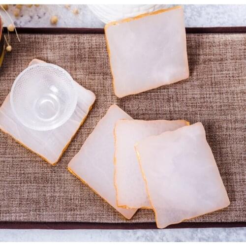 Pink Onyx Agate Coaster Gold Inlay Edge Stone Coaster Cup Mats Pads agate slice Jewelry Show Pad