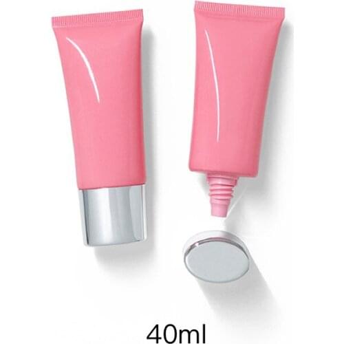 Empty 40ml Cosmetic Cream Container Pink Makeup Lotion Packaging Travel Bottle Plastic 40g Flat Style Soft Tube Free Shipping