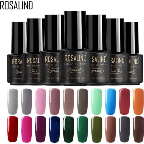 ROSALIND UV Gel Nail Polish Set For Manicure Pure Color Gel Varnishes Hybird Nails Art Semi Permanent Soak Off Gellak Top Base