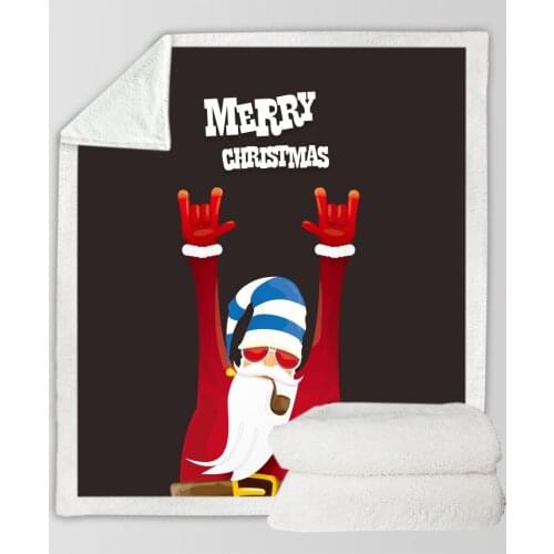 Christmas Blanket Cartoon Santa Soft Warm Winter Sherpa Fleece Throw Blankets Xmas Plush Bedspread Cover For Beds Sofa Couch Car
