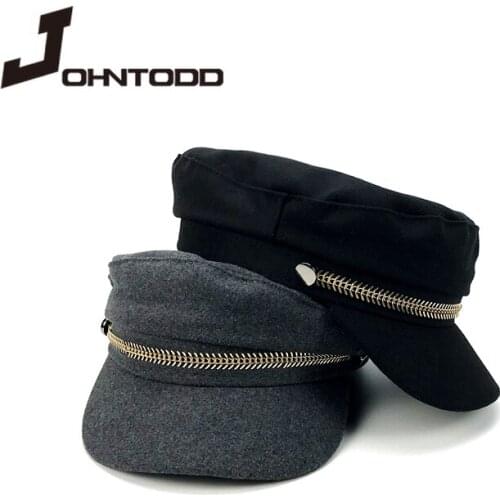 Spring and autumn new style fur hat leather casual warm male military hat short brim student hat female sailor hat captains