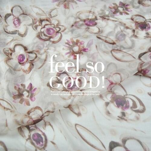 LEO&LIN Flowers width Spacious 100% Silk Silky Fold Georgette Yarn Yarn Through The Dress Silk Scarf Fabric 50cm