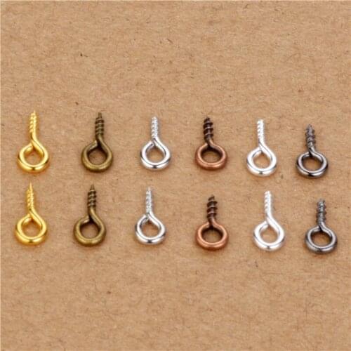 Wholesale 200pcs Small Tiny Mini Eye Pins Eyepins Hooks Eyelets Screw Threaded Silver Clasps Hooks Jewelry Findings 8*4mm