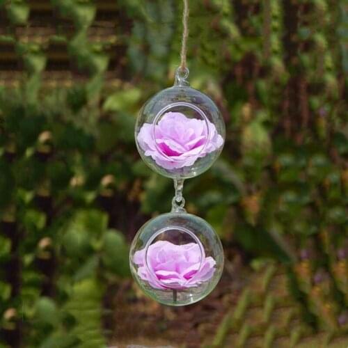 2pcs/pack Diameter=8cm Small Size Double Hock Glass Terrarium Vase Home Decoration One Open HangingGlass Globe Wedding Live Prop