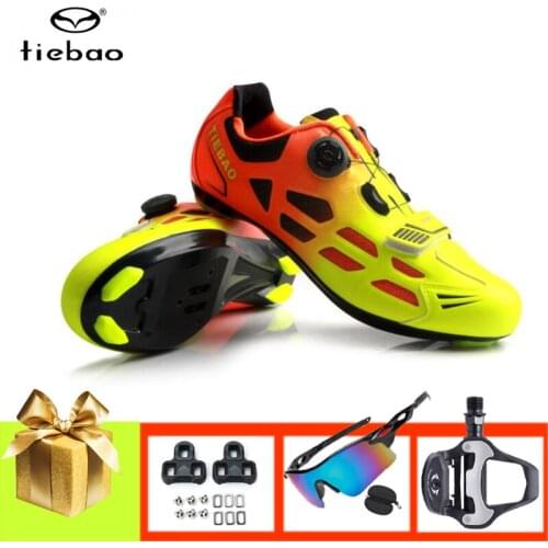 Tiebao Road Bike Shoes Add Pedals Sunglasses Men Women Sapatilha Ciclismo Self-locking Outdoor Breathable Riding Bicycle Shoes