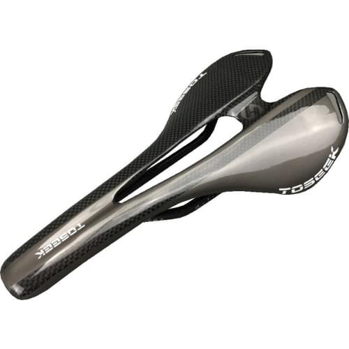 TOSEEK 3K glossy full Carbon Fiber Road/MTB Cycling Bicycle Saddle Bike Carbon Seat Saddles Cushion Bike Parts Black saddle road