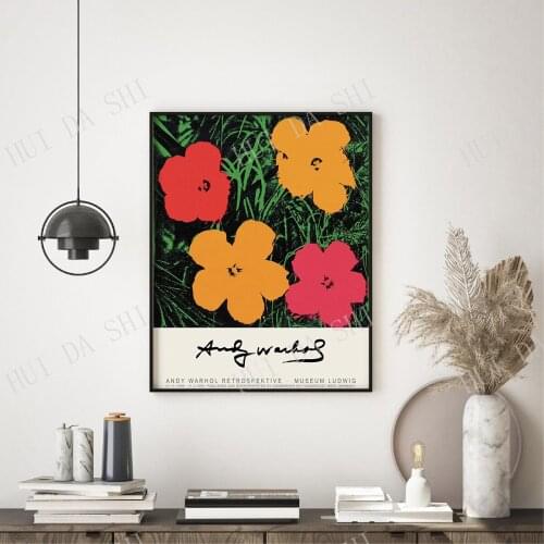 Andy Warhol Exhibition Poster, Andy Warhol Flowers Art Print, Abstract Floral Wall Art, Vintage Poster